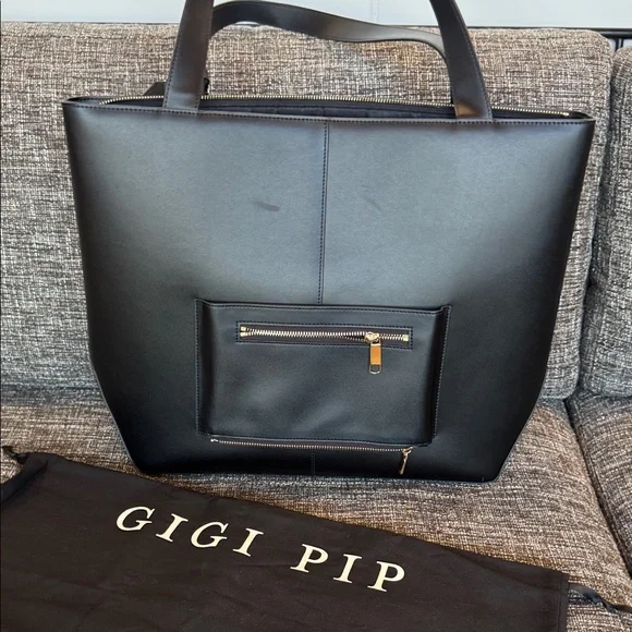 GIGI PIP Hayes Black Leather Hat Carrier Carrying Tote Travel Bag - Picture 6 of 14